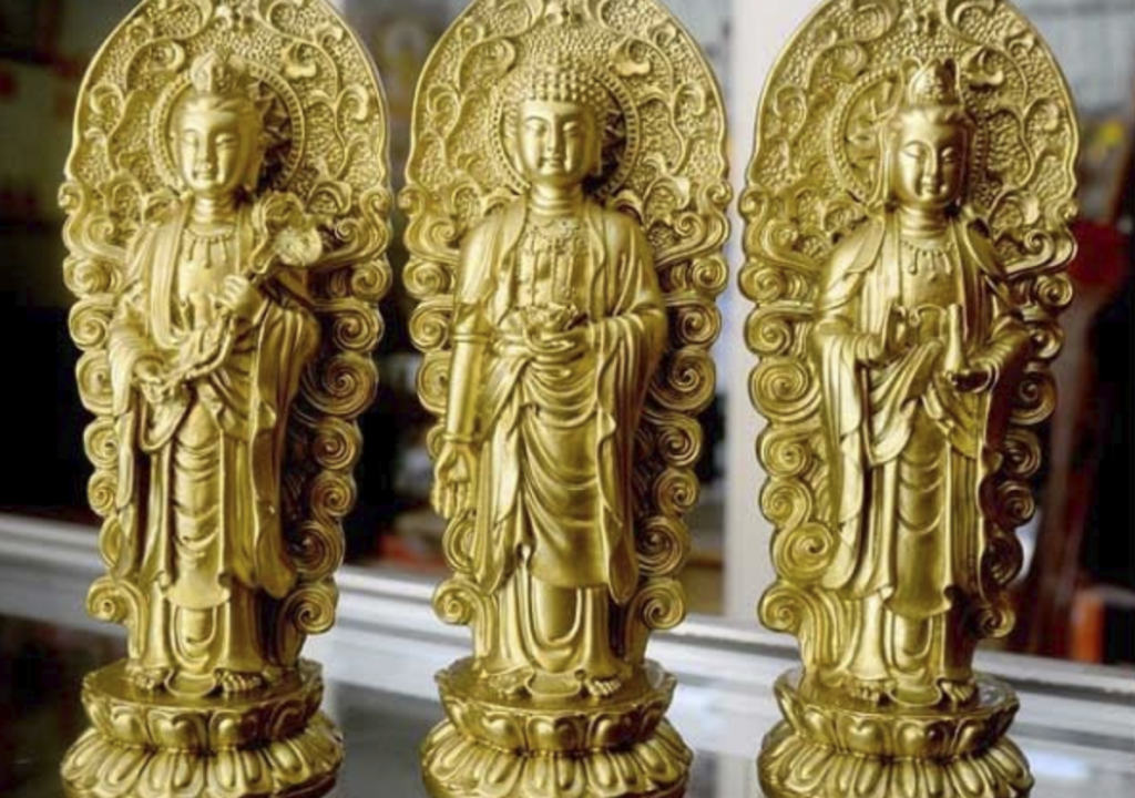 tượng Tam Thế Phật mạ vàng